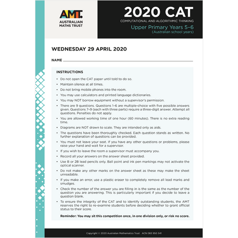 CAT 2020 Upper Primary